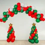 SPECIALYOU.IN 71pcs Christmas decoration items with Red, Green & white balloons, Snow flaxes and Golden star foil balloons for xmas decoration items for home, Balloon decoration items.