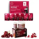 NutriGlow NATURAL'S Advance Pro Formula Wine Facial Kit (60gm) Improves Skin Elasticity, Glowing Skin With Wine Bleach For Anti-Ageing, Fairer Skin (43gm) Pack of 2