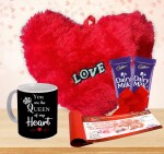 Midiron Unique Gift for Girlfriend, Wife |Beautiful Chocolate Gift Combo|Gift for Girlfriend, wife, Husband & Couples| Chocolates with Soft Heart, Coffee Mug & Love Cheque Book