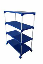 YMRR 4 step Multipurpose Rack -Color Blue with wheels