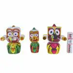 Jagannath World Jagannath, Balabhadra, and Subhadra Idol Set - 6 Inch Wooden Handcrafted Idols for Home Temple & Pooja