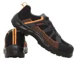 Karam Safety Shoes, Size 10, Orange, Men (Sporty) Fiber Toe Cap, Shock Absorbing PU Sole, Heat Oil and Water Resistant, FS210FN(FWSAMN)