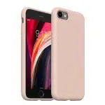 LIRAMARK Liquid Silicone Soft Back Cover Case for Apple iPhone SE 2022/2020/8/7 - (Pink Sand)