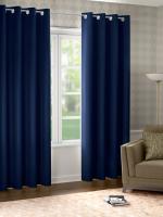 Raymond Home Navy Blue Solid 100 % Polyester Door Curtains with Rust Proof Stainless steel Eyelits