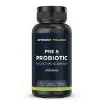 Nutrabay Wellness Pre & Probiotic Digestive Support - 50 Billion CFUs, 60 Caps Supplement Tablets 60 Caps