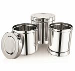Springway Round Plain Stainless Steel Utility Container Set (17 L+ 14.5 L+ 12.5 L) 3 pcs
