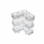 Rasvesh Stainless Steel 3 Layer L Shape Multipurpose Chrome Storage Rack Corner Stand for Kitchen and Bathroom (Silver)