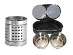 Blue Wonder Stainless Steel Cutlery Holder With 2 Pcs Bag Lunch Box and (Multicolour, Pack of 2)