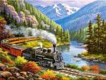 Tulip N Turtle Color 122 Train Diy Acrylic Painting By Numbers Kit On Canvas
