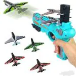 Braintastic Airplane Launcher Flying Gun Plane Toy with Foam Glider Planes for Kids