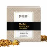 Richfeel Gold Facial Kit | Bright & Glowing Skin | Parlour Like Instant Glow With The Goodness Of Gold Foils| 30 g