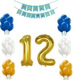 FANEX Solid 12 No. Happy Birthday Party Foil Balloon Bunting Banner Decoration Combo (Pack of 53)