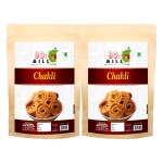 90's MILL Bhajani Chakli Chakoli Murukku | Homemade Indian Chakoli Namkeen Snacks | Indian Snacks | Chakli | Masala Chakli | Chakoli | Butter Chakri Ready to Eat Snacks Murukku-1Kg*2Pack
