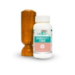 LifeTree Diabesity Care 13 Herbs Supplement with Vijaysar Karela Jamun Neem, Bael & Wooden Glass-Tumbler Manage Diabetes Obesity Both 90 Veg Capsule