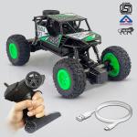 NHR 2.4 Ghz Remote Control Plastic Racing Car, 1:18 Rock Crawler 4 Wheel Drive Remote Control Rock Climber High Speed Monster Car For Kids Age 4+ Years Green