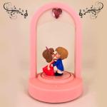 Elegant Lifestyle Love Couple Statue with Music and Light for Home Decoration