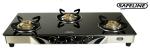 SAFELINE PLUS High Efficiency 3 Cast Iron Burner Black Toughened Glass Top, ISI Certified, Manual Ignition For LPG Use Only (ISI Certified)
