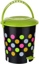 AK HUB New Stylish Standard Plastic Colorful Printed Garbage Pedal Bin (12 L) - Green Plastic Dustbin (Green, Black)