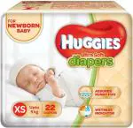 Huggies White Baby Diapers 0 - 6 Months XS 22 pc.