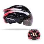 EMotorad Slipstream Helmet | Bicycle Helmet for Men and Women | 18 Vents, Adjustable Straps, Removable Visor, and EPS Foam (Black & Red)