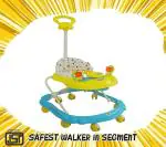Odelee Sunbaby Yellow Blue Musical & Height Adjustable Activity Baby Walker For Boys and Girls with parental Rod (6-18 M)