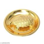 Chkoteravatiya Brass Wish Fulfilment Kachua Yantra Plate for Feng Shui Vastu and Good Luck Icchapurti Tortoise | Religious Idol for Home or Temple |Handicraft & Artifact Showpiece | 9 cm