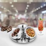 ZOOV Stainless Steel Double Wall Dry Fruit Bowl/Candy Bowl with Tray, ZOOV Stainless Steel Double Wall Dry Fruit Bowl/Candy Bowl with Tray, 3Pc Bowl 1Pc Tray Set (1Pcs)