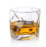 Okechuku Stylish Big Size Whisky Glass Irregular Shape With Uniq Design Crystal Scokch Glass Whisky Glass (280 ml, Glass, Clear)