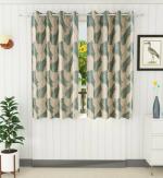 Msd Decor Hub Aqua Floral Polyester 5 Ft Room Darkening Window Curtain (Pack Of 2)