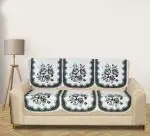 RRC Velvet Floral Quilted Sofa Cover Set 3 Seater | Premium Quilted Sofa Slip Cover,Seat & Back Cover,6 Piece Sofa Covers