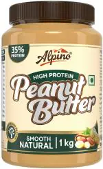 Alpino High Protein Natural Peanut Butter Smooth 1 KG | Unsweetened | 35 G Vegan Protein | 100% Plant Based, High Protein Peanut Butter Creamy | No Added Whey | No Added Sugar, Salt or Hydrogenated Oils | Gluten-Free | Vegan