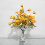 Saf Yellow Sparkle Artificial Flowers For Decoration| Without Pot| Yellow Rose Artificial Flower    (17 Inch, Pack Of 1, Flower Bunch)