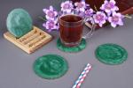 Vatsin Premium Resin Round Coasters With Wooden Stand Tea, Coffee Coasters for Home & Dining Table, Office, Table Accessories, for Gifting (Set of 4, Green)