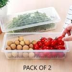 SHOPITECH Fridge Storage Boxes Fridge storage containers stackable, food grade, transparent plastic box with lid for fish, fruit, and vegetables Refrigerator Container ( 1500 ML ) , Pack Of 2
