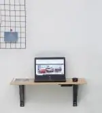 Kawachi Wall Mount Folding Study Table Foldable Laptop Desk with Plastic Drawer Beige