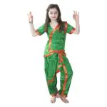 Kaku Fancy Dresses Odissi Classical Dance Costume For Girls - Green, 5-6 Years