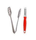 First Front Stainless Steel Momo Tong with Stainless Steel Vegetable Peeler and Multicolour, Pack of 2