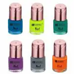 Krayons Crazy Gel Nail Enamel Waterproof Multicolor 8 ml Each Combo Pack of 6 Blue Eyed Girl Neon Yellow Neon Green Neon Orange True Purple Charcoal Grey
