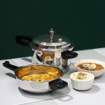 Vinod 18/8 Stainless Steel Outer Lid Pressure Cooker 7L & Pressure Pan Senior 4.5L Combo wCommon Lid