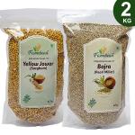 Farmbean Millets Combo Pack of 2 | Yellow Jowar 1Kg, Bajra 1Kg | Natural Grains Unpolished Millets| Low GI Rice | Nutrient Powerhouse, High Protein & More Fibre than Rice