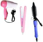 ROMARO Nirvani NV-1290 Foldable Hair Dryer with 2 Speed Setting 1000 WATT Dryer AIO-16b Hair Curler for Women and MINI Ceramic Plate Hair Straightener for Women COMBO (Multicolor) Personal Care Appliance Combo (Hair Dryer, Hair Straightener, Hair Curler)