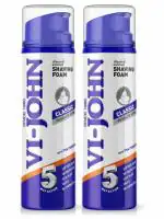 VI-JOHN Classic-Regular 5 Way Action Shaving Foam for Men with Vitamin E and Enriched 200g Each (Pack of 2)