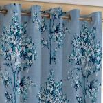 Reyansh Decor Aqua Polyester Floral Eyelet Door Curtains, 4 X 8 Ft (Pack Of 3)