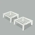 EXALT Flower Metal Pot Stand For Outdoor Plants / Indoor Pot Stands plant of Heavy Duty Metal in White Colour (Pack of 2)