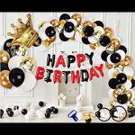 SV TRADERS Happy Birthday Red Golden Black Theme Decoration Combo Kit Of 73 Pcs