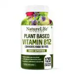 Nature Life Nutrition Plant Based Vitamin B12 Supplement from Wheatgrass, Moringa, Amla - 120 Veg Capsules - For Men & Women