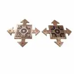 Shubh Sanket Vastu Copper Four Direction Arrow with Swastik Plate Vastu Correction Positive Energy Set of 2 (Size:- 6x6 Inches)