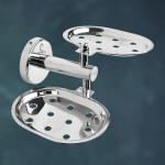 CUROVIT Stainless Steel Oscar Double Soap Dish/Soap Holder for Bathroom/Bathroom Soap Stand Wall Mount in Chrome Finish for Wash Area/Kitchen & Bathroom Fittings.