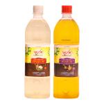 MEZHI Wood Cold Pressed Coconut / Sesame Cooking Oil Healthy Unrefined Combo (1L Each, Pack of 2)