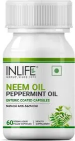 Inlife Neem Oil 350mg Peppermint Oil 150mg Digestive Health Supplement 60 Veg Caps (60 Capsules)